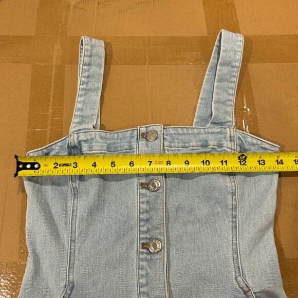 Club Monaco Denim Button Down Fitted Silhouette Vest Dress Pockets Stretch Sz 0 - Picture 12 of 15